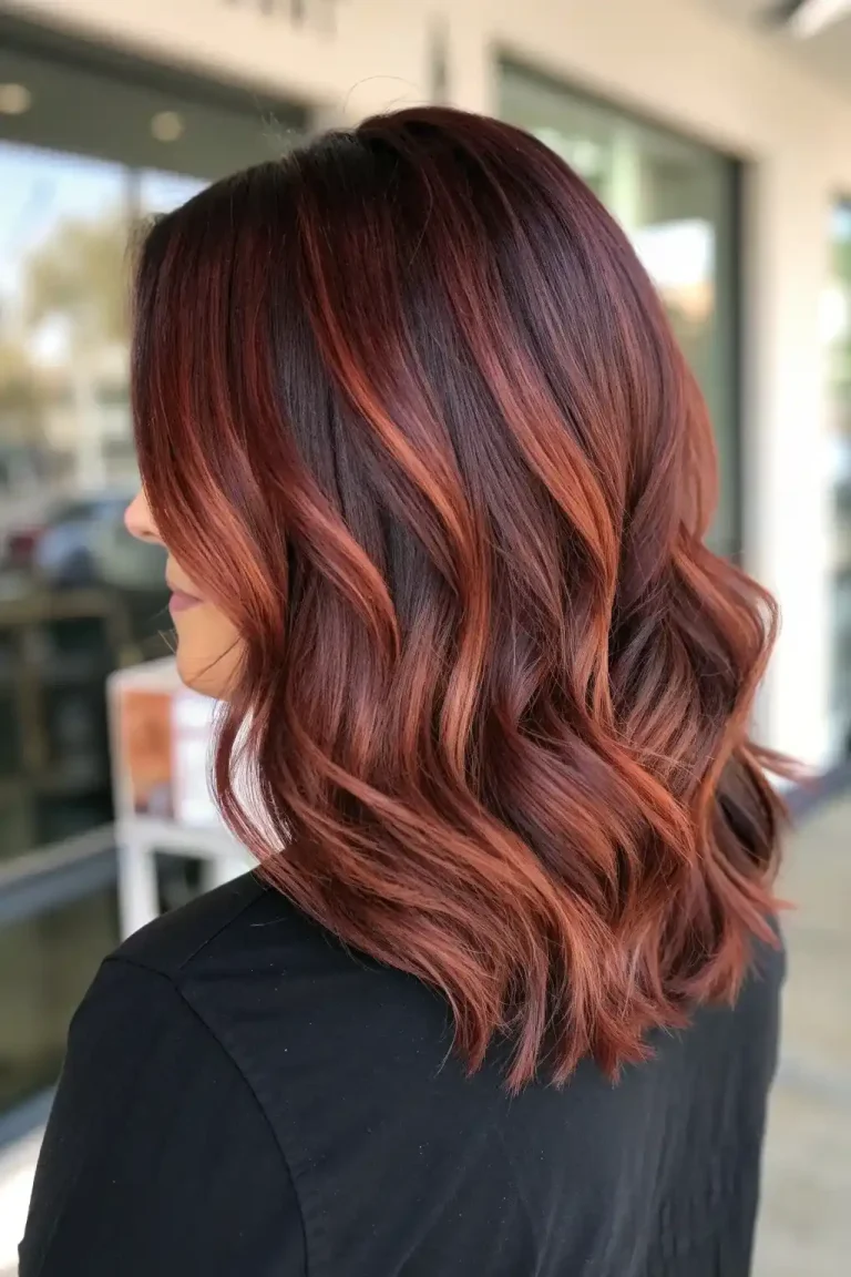 Espresso Brown with a Copper Glaze — winter hair color idea for brown eyes