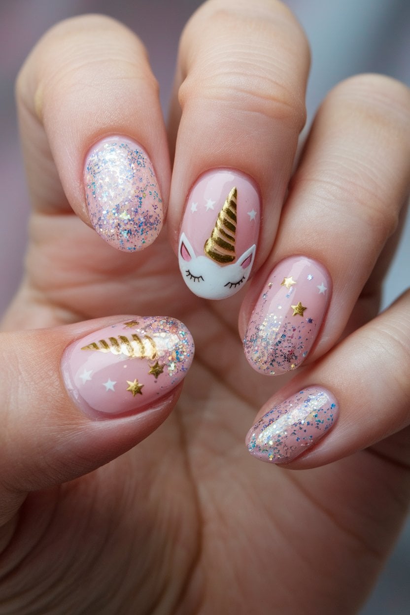 Magenta ombre with gold glitter chevron