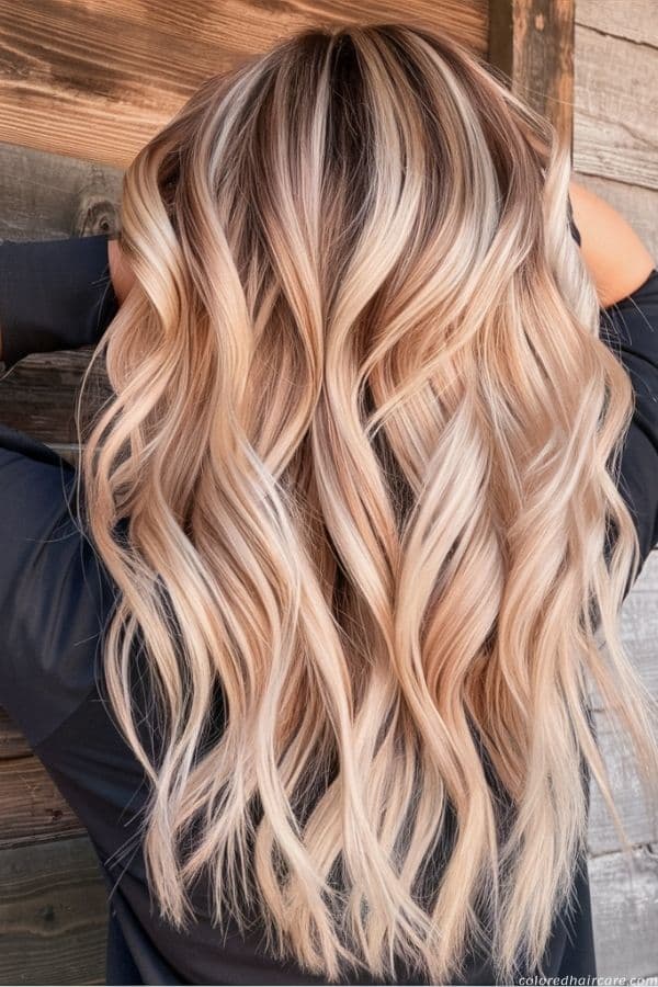 Light chestnut hair with sandy blonde highlight pieces