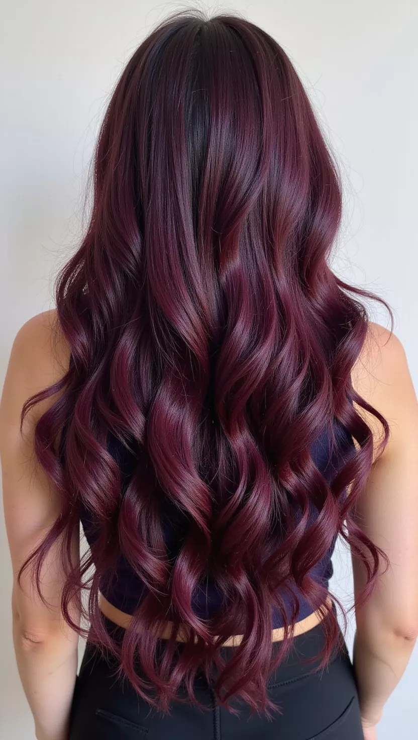 Long plum hair with curls