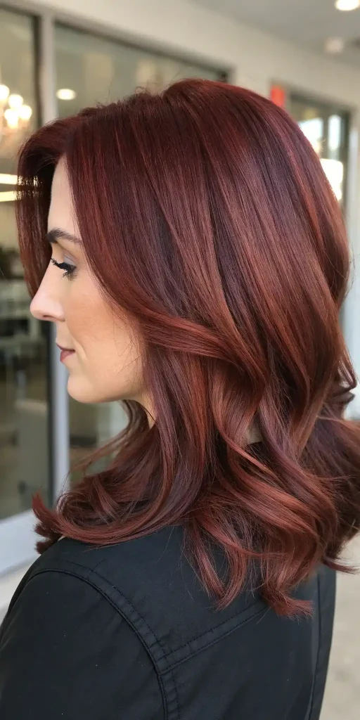 Dark auburn brunette hair with rich red-brown tones