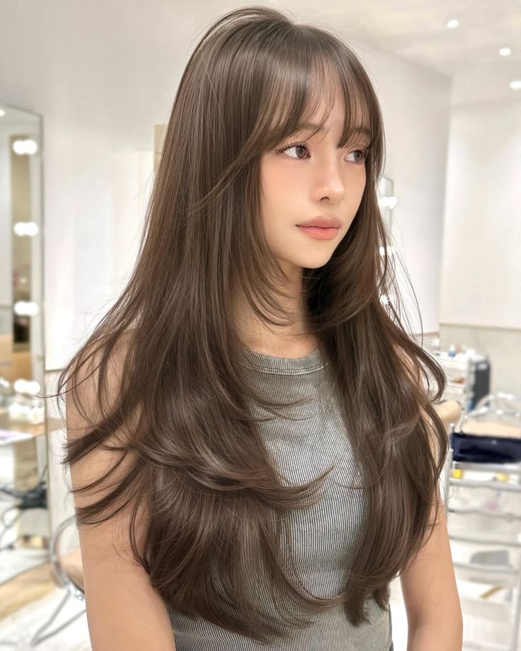 Mushroom brown bob with wispy bangs