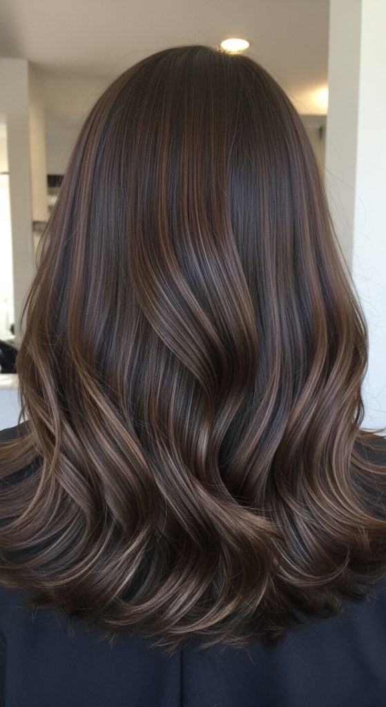 Cool-toned brown hair with smoky ash balayage