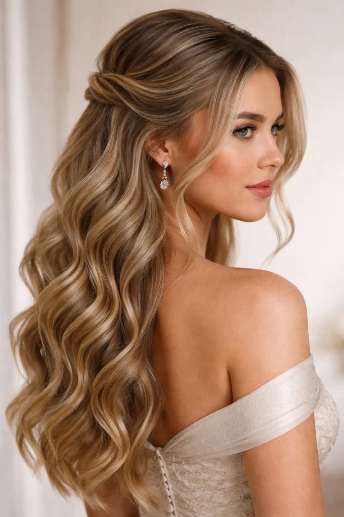 Elegant twisted half-up for formal evenings