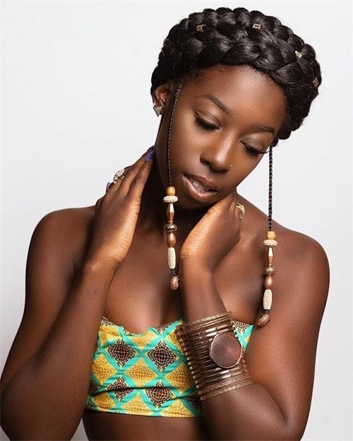 Halo braid wrapped around the head