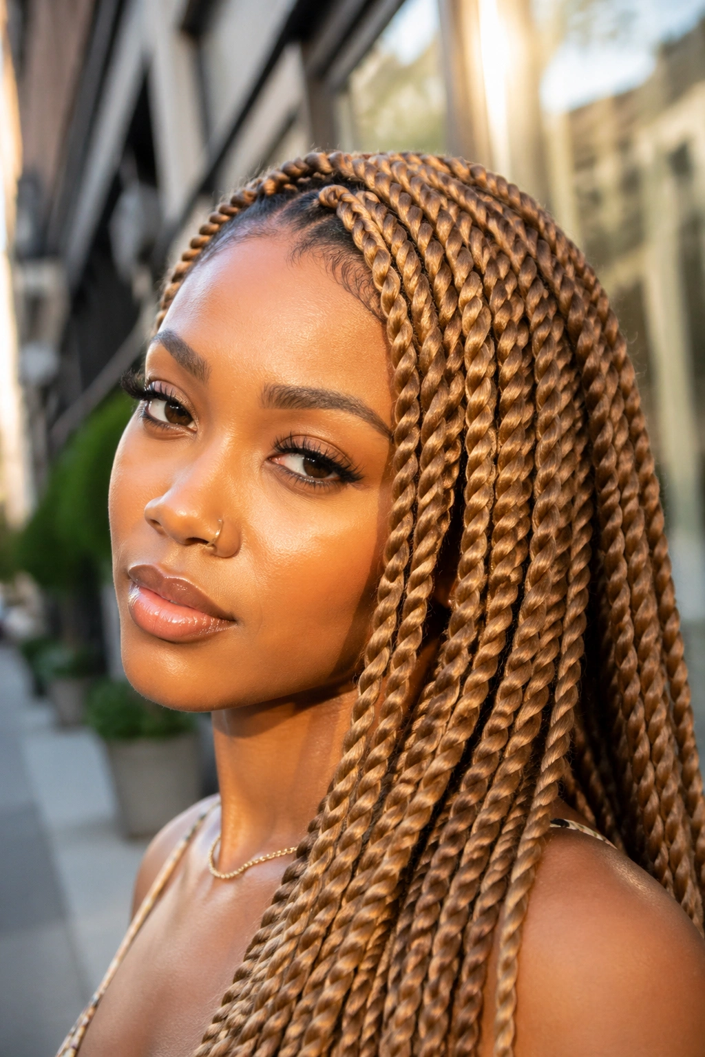 Honey blonde rope twists with a soft center part