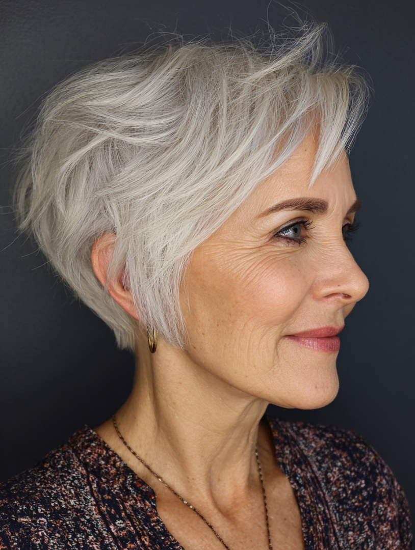 Chin-length textured bob with side part