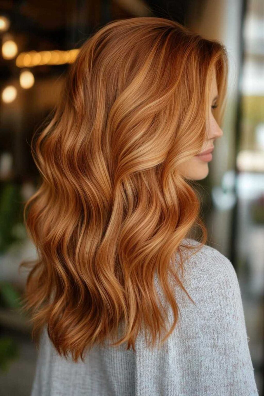 Amber copper hair blend with golden warmth