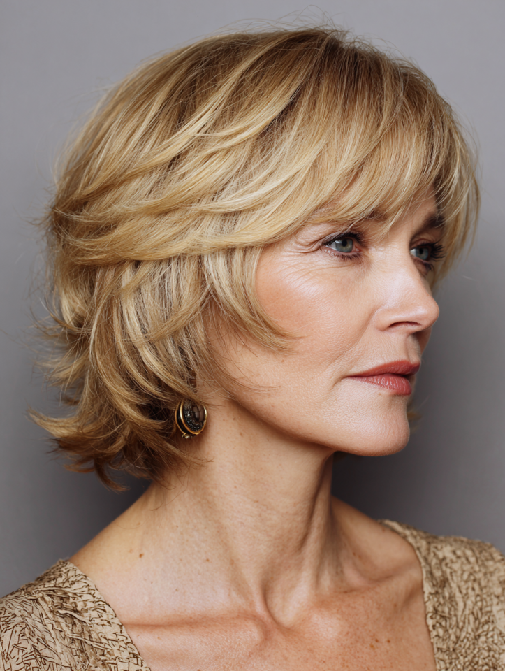 Voluminous feathered bob haircut for fine hair
