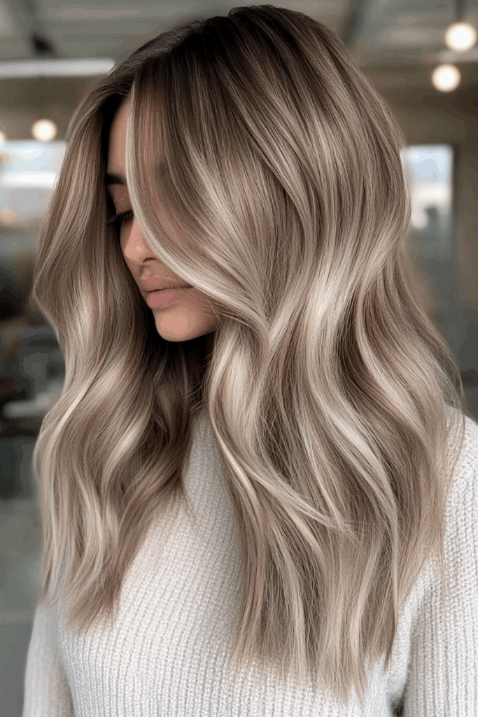 Mushroom brown hair with blonde highlights