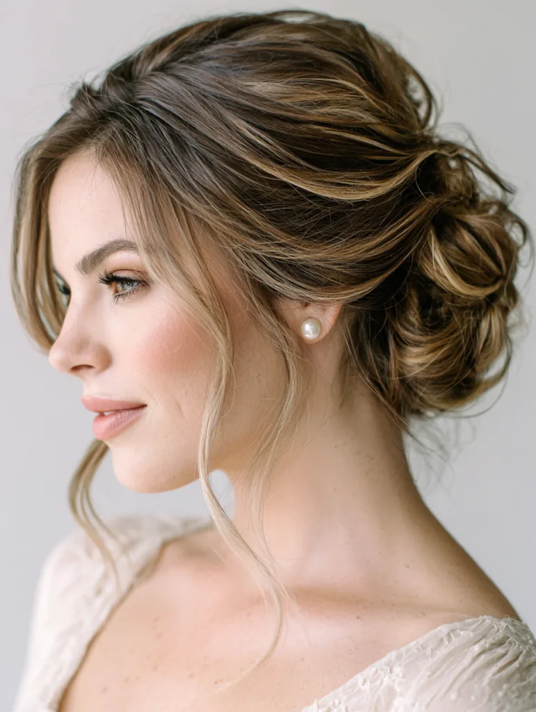 Romantic loose updo with face-framing tendrils
