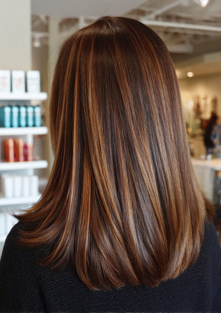 Glossy dark chocolate brown hair