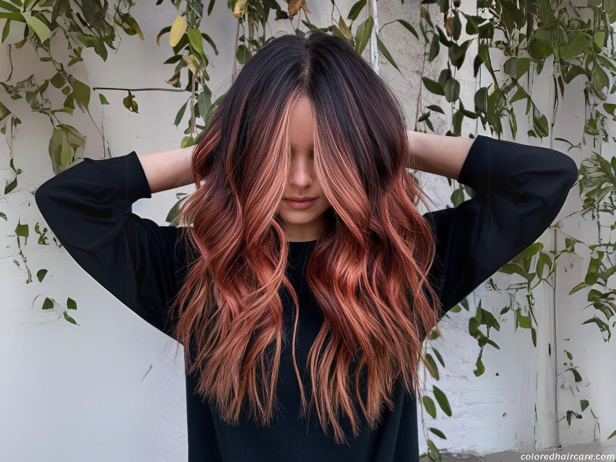 Rich mahogany hair color with red-brown depth and shine