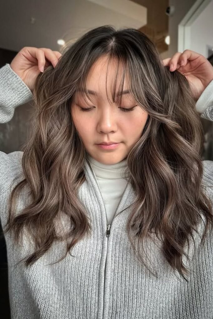 Glossy sleek mushroom brown hair