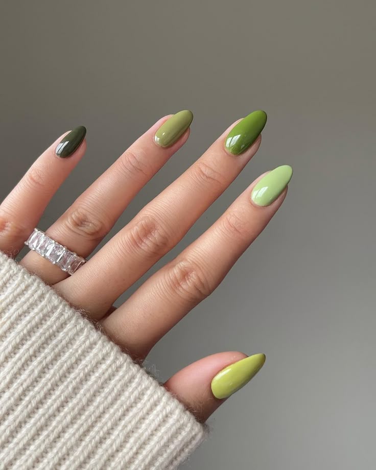 Matcha Glaze: pale green glaze over a milky base on squoval nails