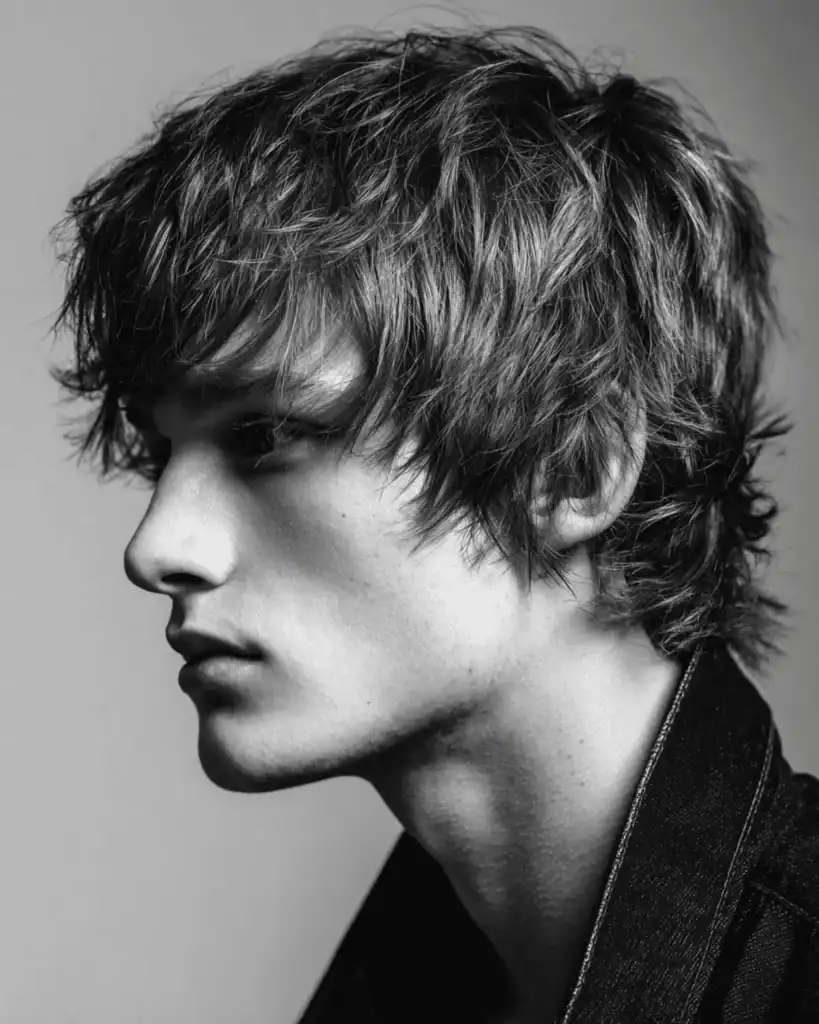 Man with medium shaggy layered hair