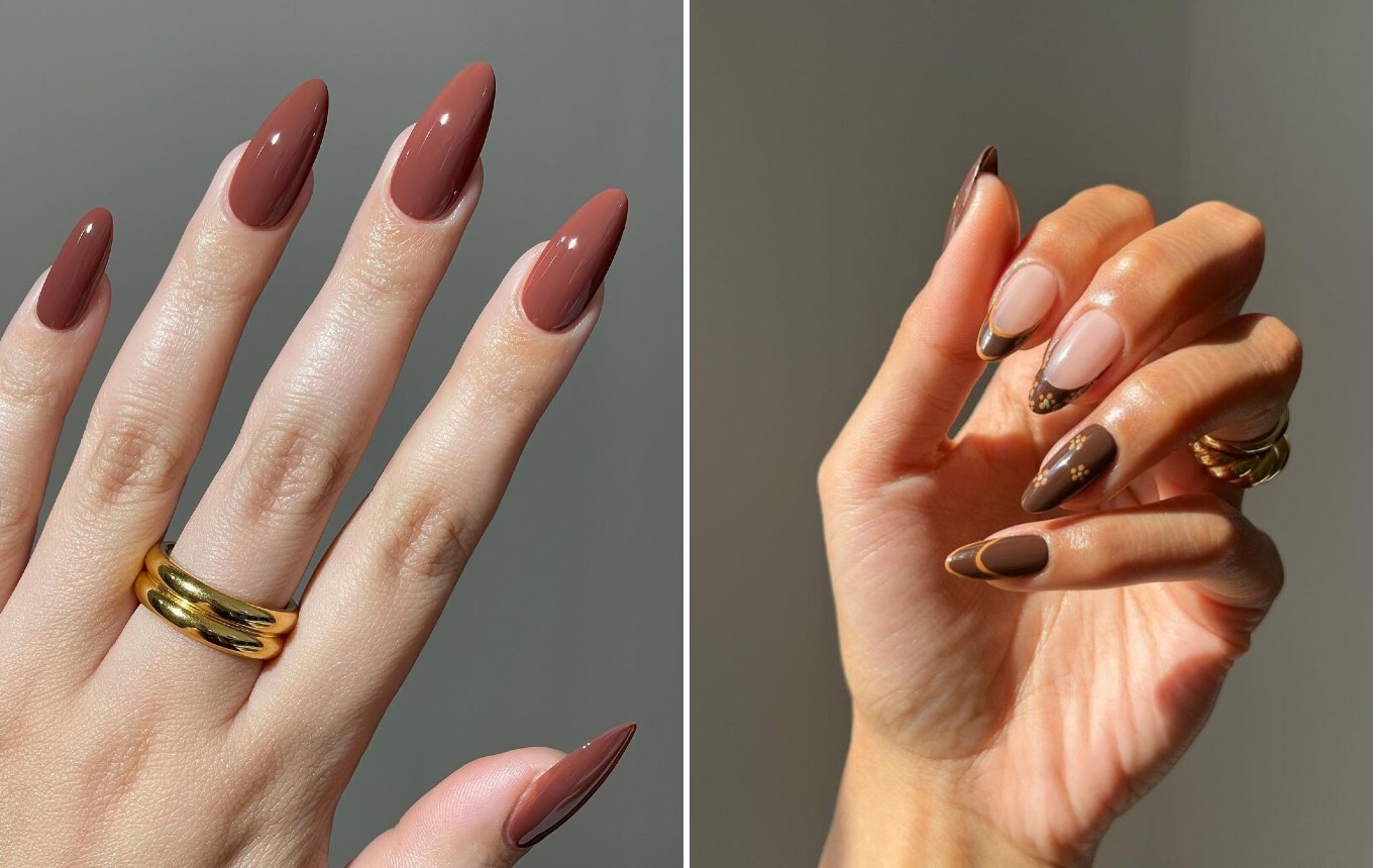 Mocha mousse brown manicure