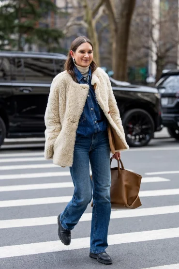 Shearling coat street style
