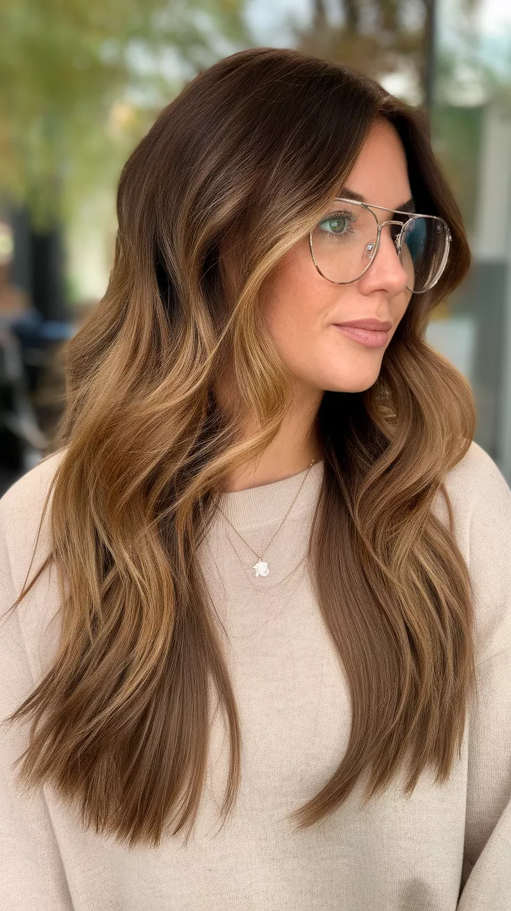 Toffee bronde balayage with lived-in dimension