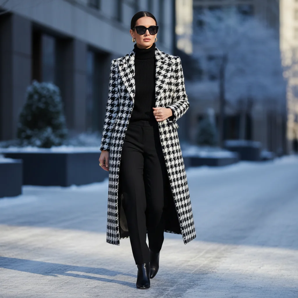 Houndstooth coat winter outfit