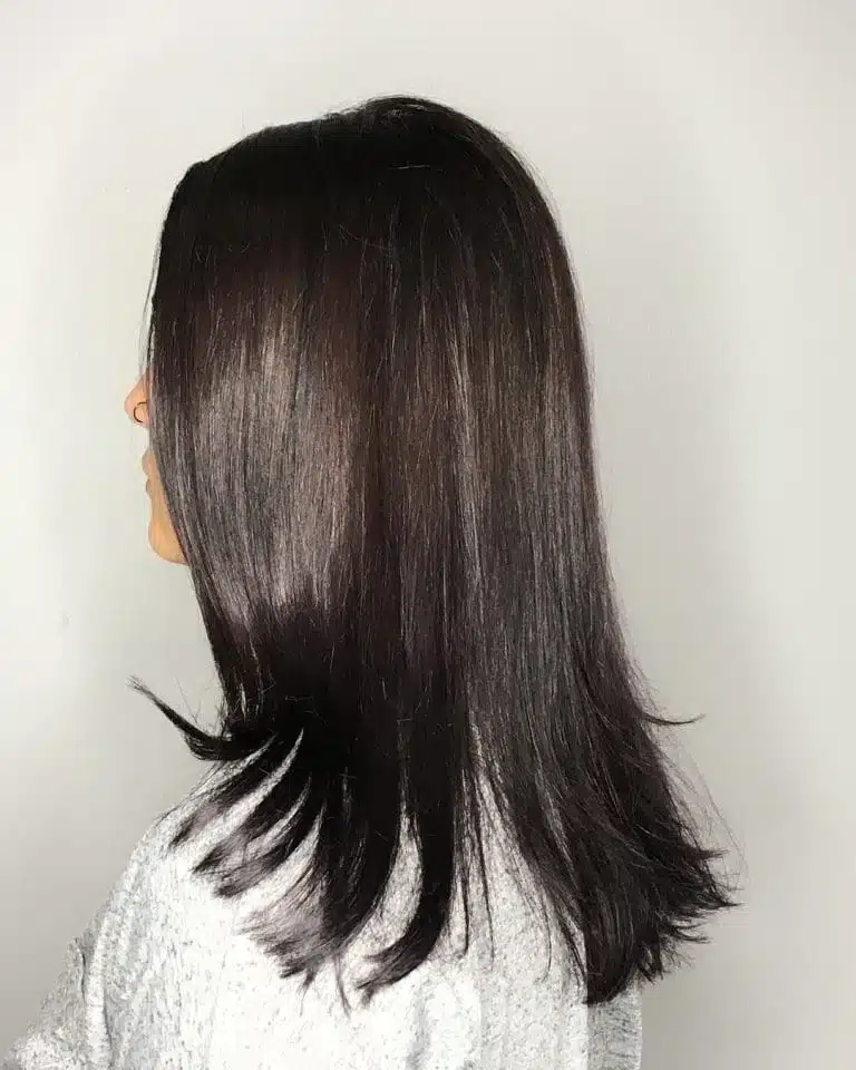 Plum brown shade with root shadow