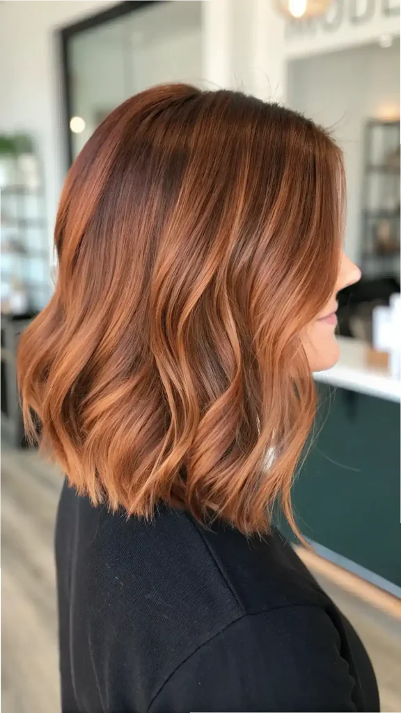 Copper-mahogany wavy lob with soft layers