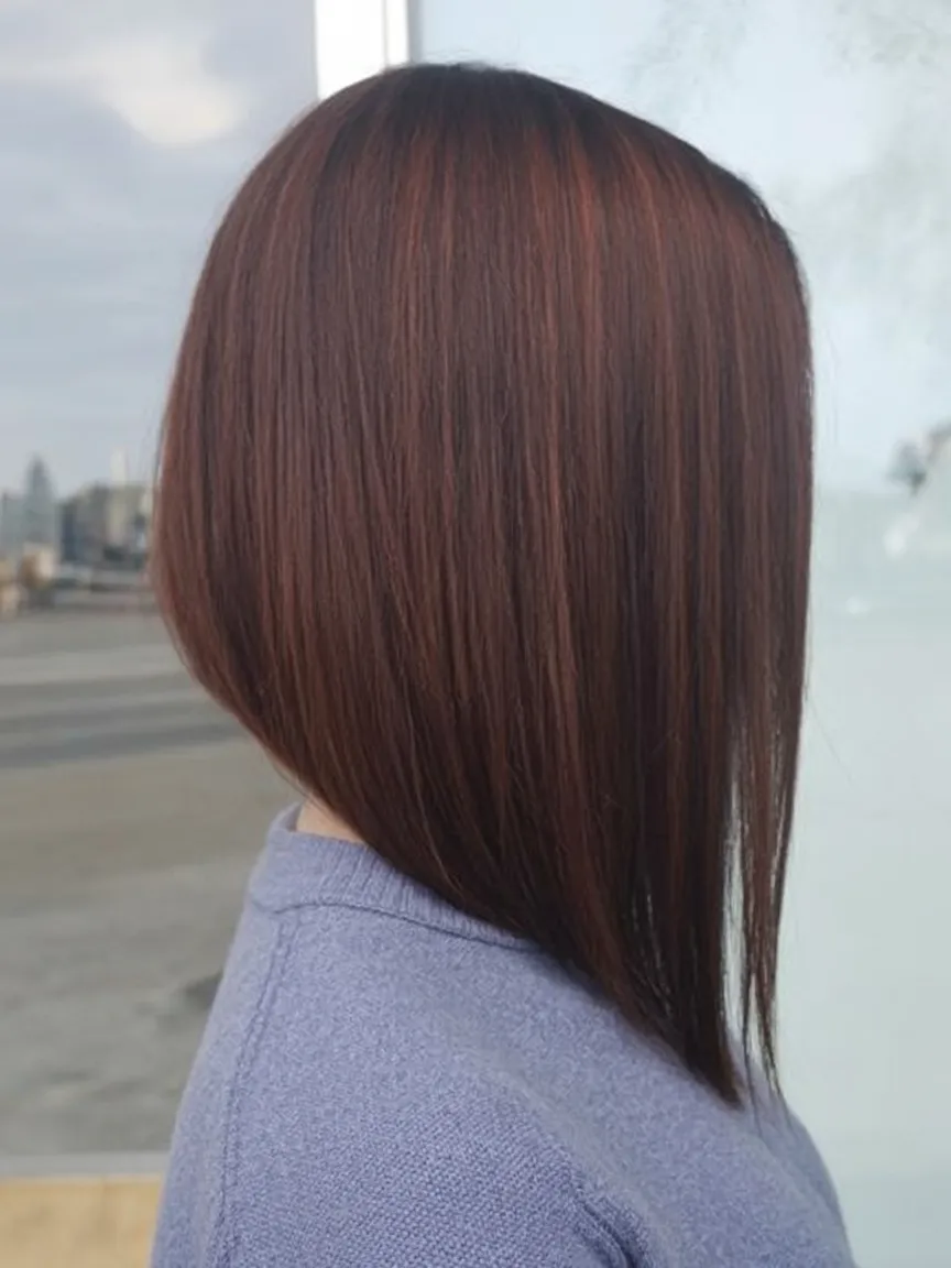 Dark espresso one-length lob haircut