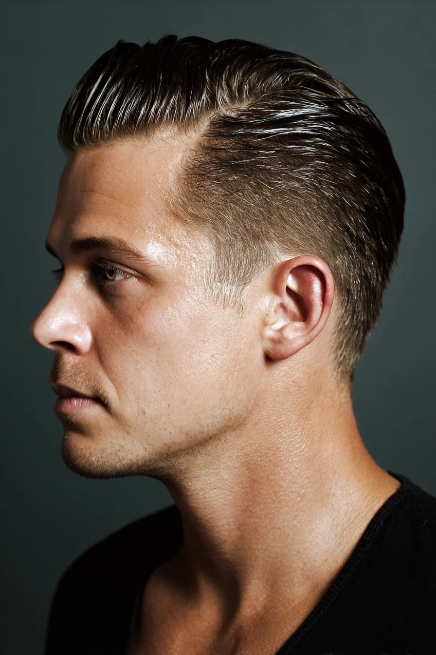 Man with slicked-back hair and tapered sides