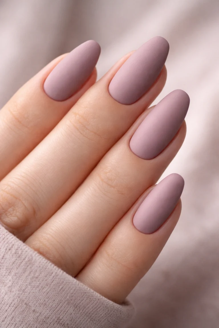 Almond nails in soft matte mauve