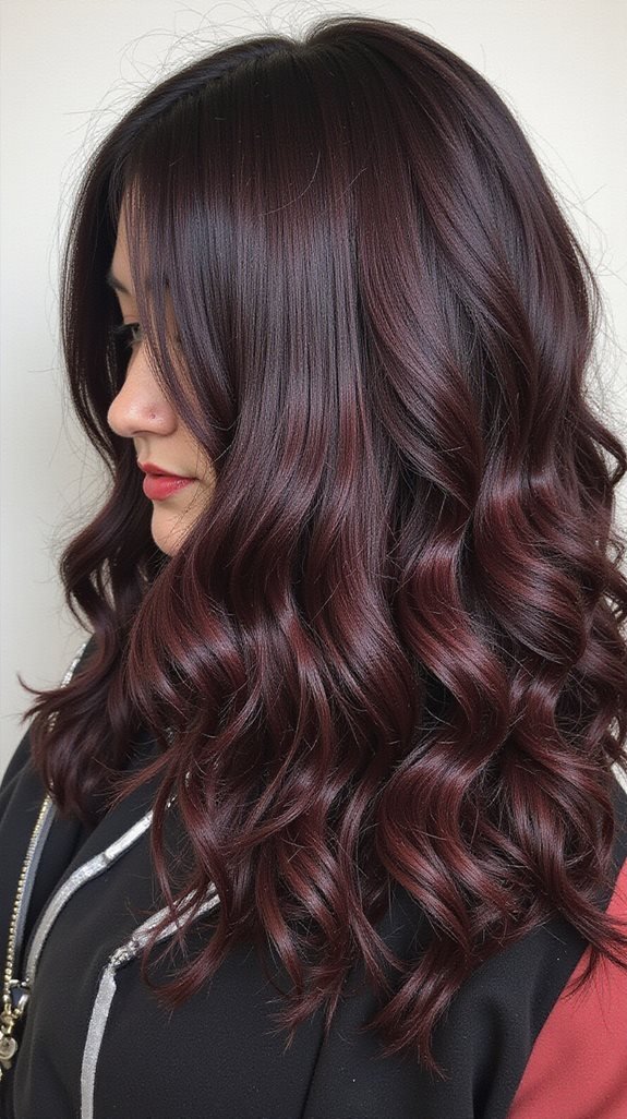 Black cherry hair tones with dimensional shine