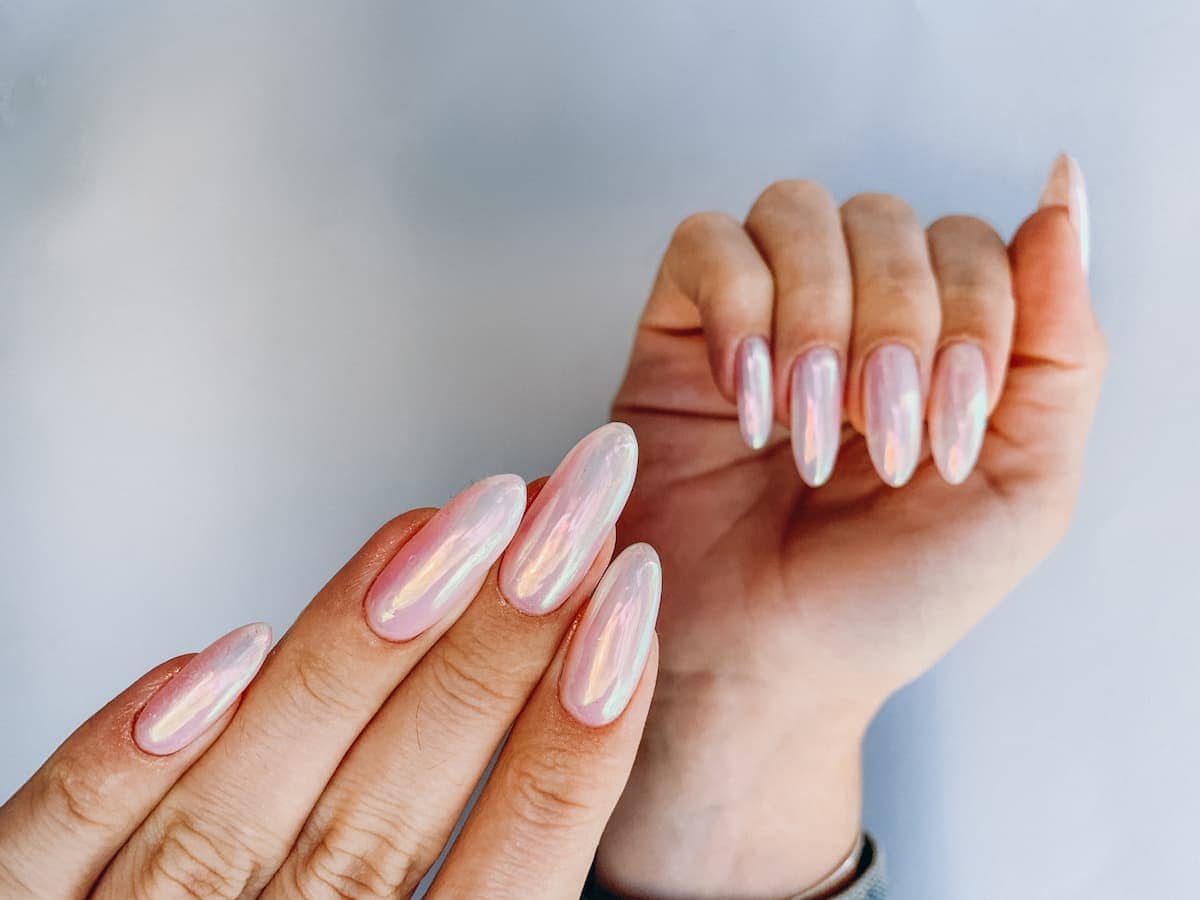 Strawberry Glaze: sheer pink with a dewy chrome finish