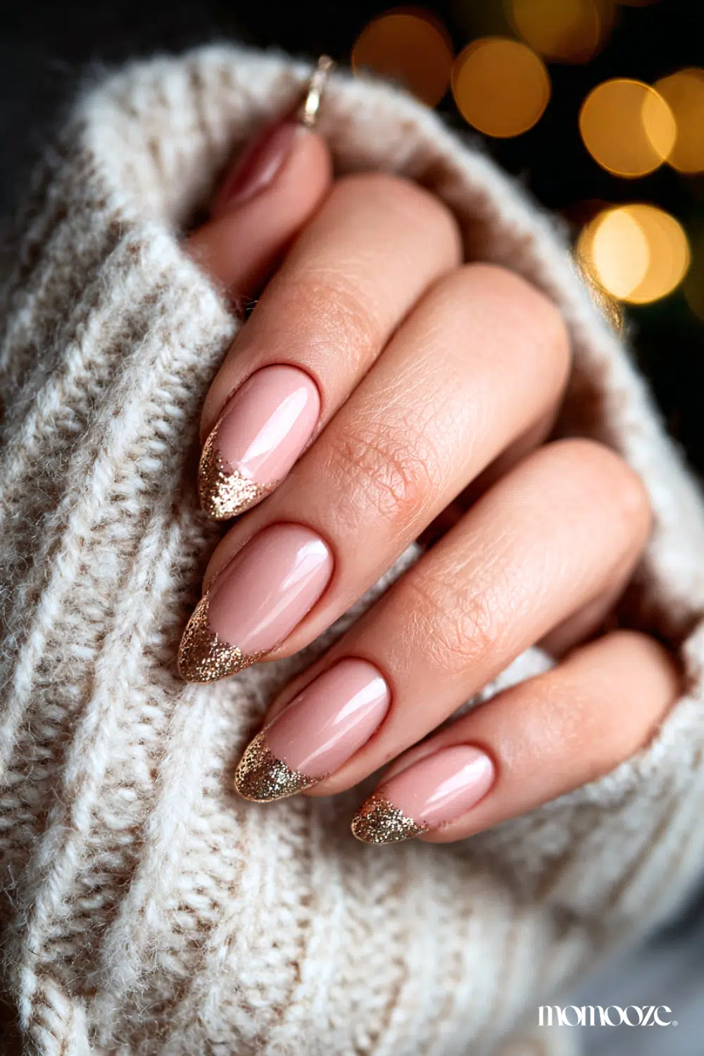 Beige nails with a subtle shimmer finish