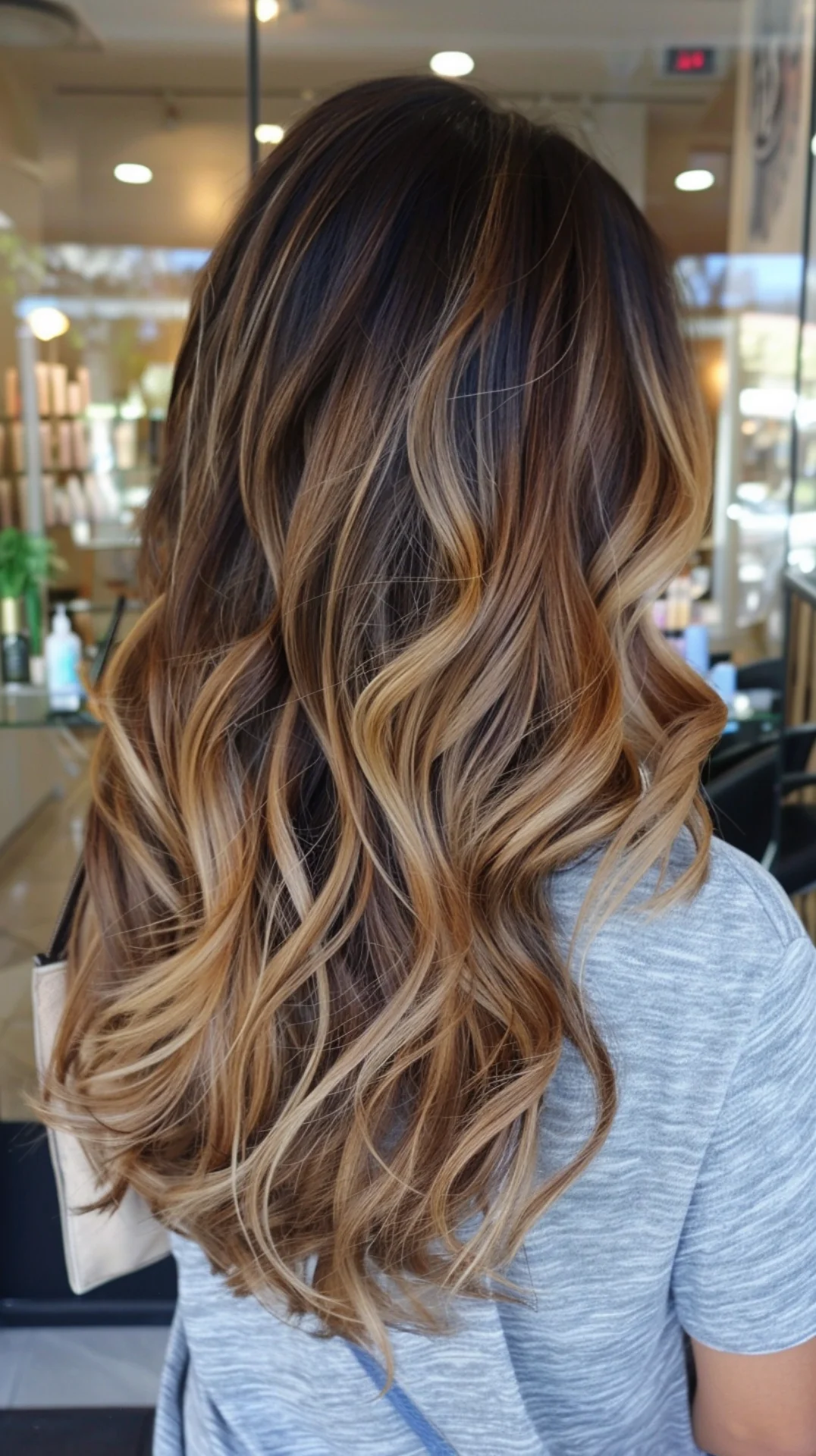 Sun-kissed brunette shoulder length waves