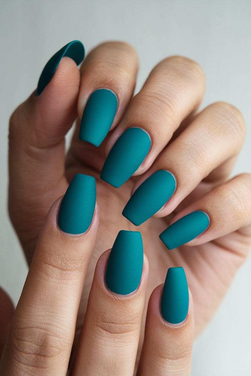 Matte teal nails