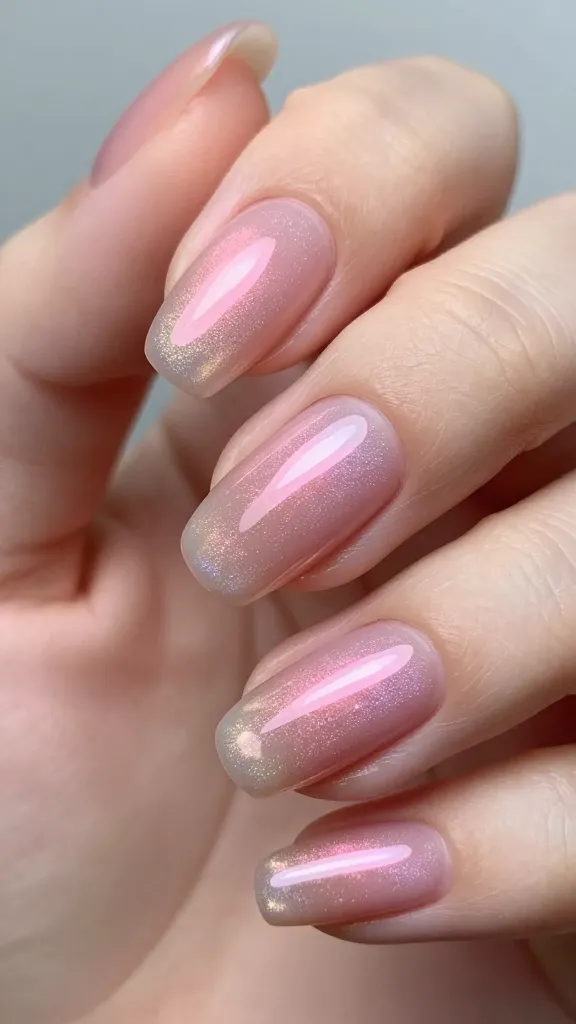 Blush Glaze: rosy nude with a dewy pearl coat