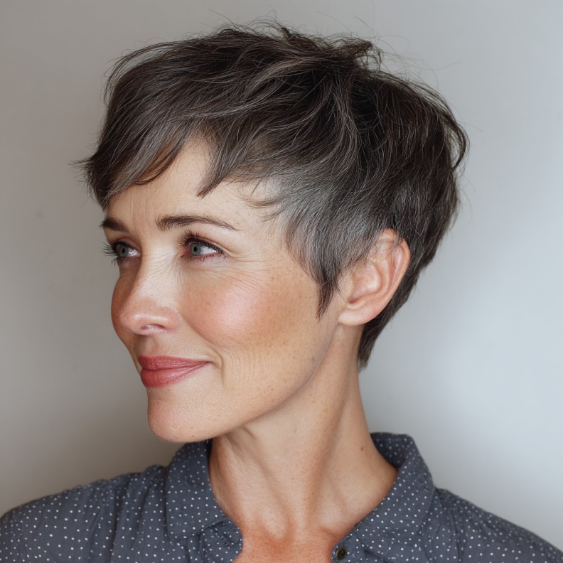 Side-swept pixie haircut