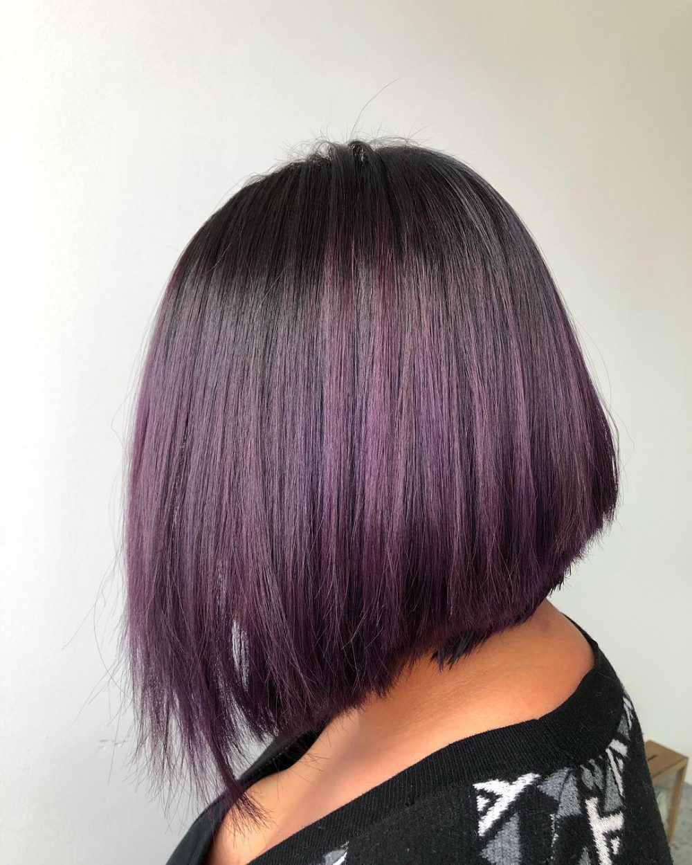 Violet plum bob haircut