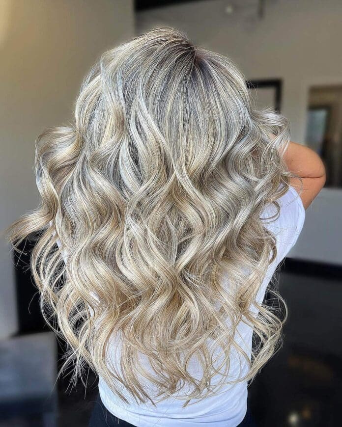 Ash blonde soft wavy hair