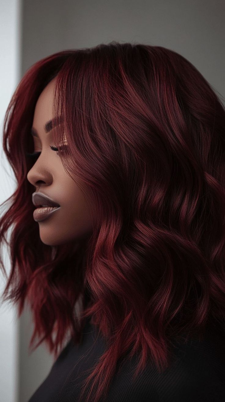 Merlot red hair with dark roots