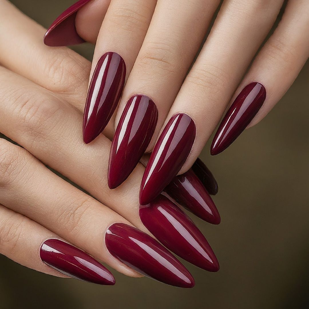 Deep burgundy wine red nails
